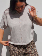 Things Between Toby Half-Sleeve Cardigan Top (Heather Grey)