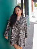 FRNCH Chardon Leopard Print Collared Shift Mini Dress