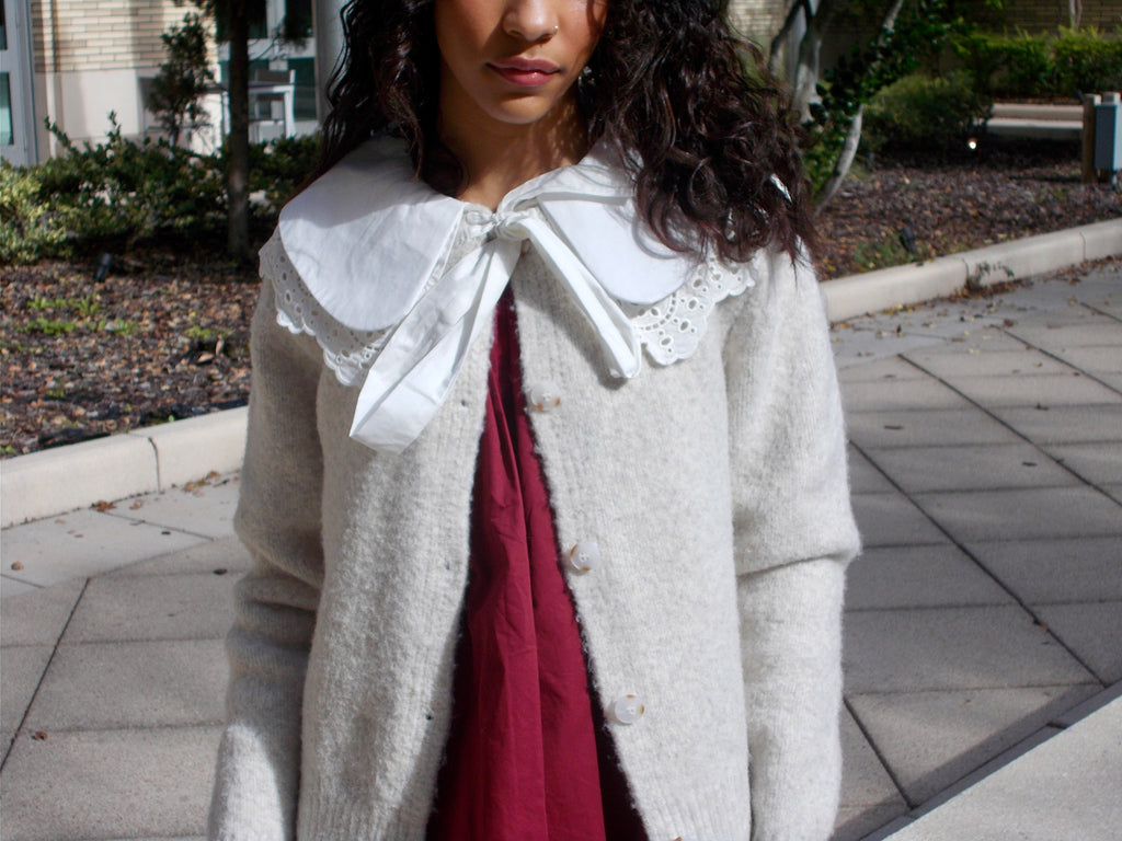 Sofie the Label Dahlia Grey Knit Peter Pan Collar Buttoned Cardigan