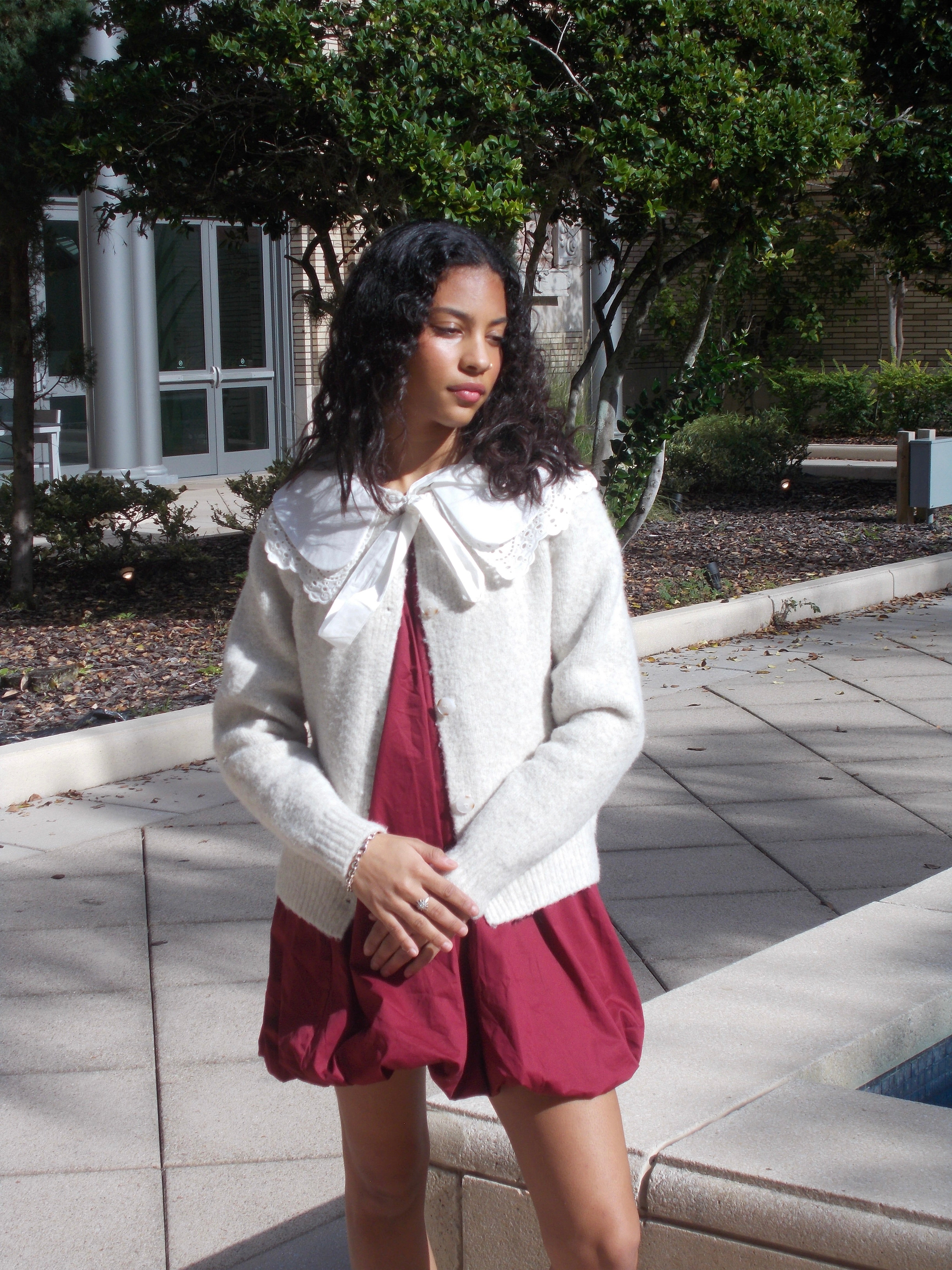 Sofie the Label Dahlia Grey Knit Peter Pan Collar Buttoned