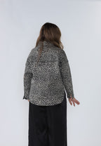 Miou Muse Zoey Leopard Print Denim Jacket Top