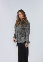 Miou Muse Zoey Leopard Print Denim Jacket Top