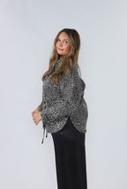 Miou Muse Zoey Leopard Print Denim Jacket Top