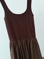 Paisley Brown Mixed Media Tank Midi Dress