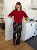 Things Between Stevie Black Polka Dot Satin Pants