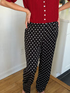 Things Between Stevie Black Polka Dot Satin Pants