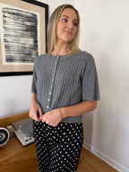 Shiloh Wool Short Sleeve Buttoned Cardigan Top (Grey)