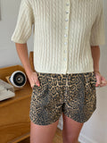 Things Between Selena Leopard Denim Jean Shorts