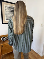 FRNCH Chester Green Striped Buttoned Collared Shirt