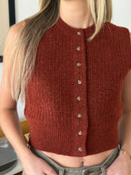 Sutton Knit Buttoned Vest Top (Rust)