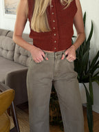 Miou Muse Sawyer Dark Khaki Relaxed Straight Jeans