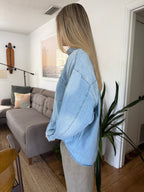 Miou Muse Sadie Light Wash Denim Buttoned Shirt