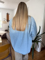 Miou Muse Sadie Light Wash Denim Buttoned Shirt