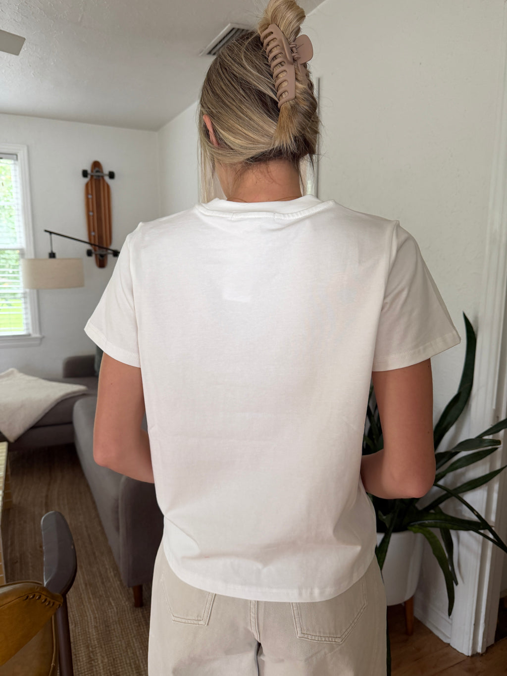 Lanie White Long Cotton T-Shirt