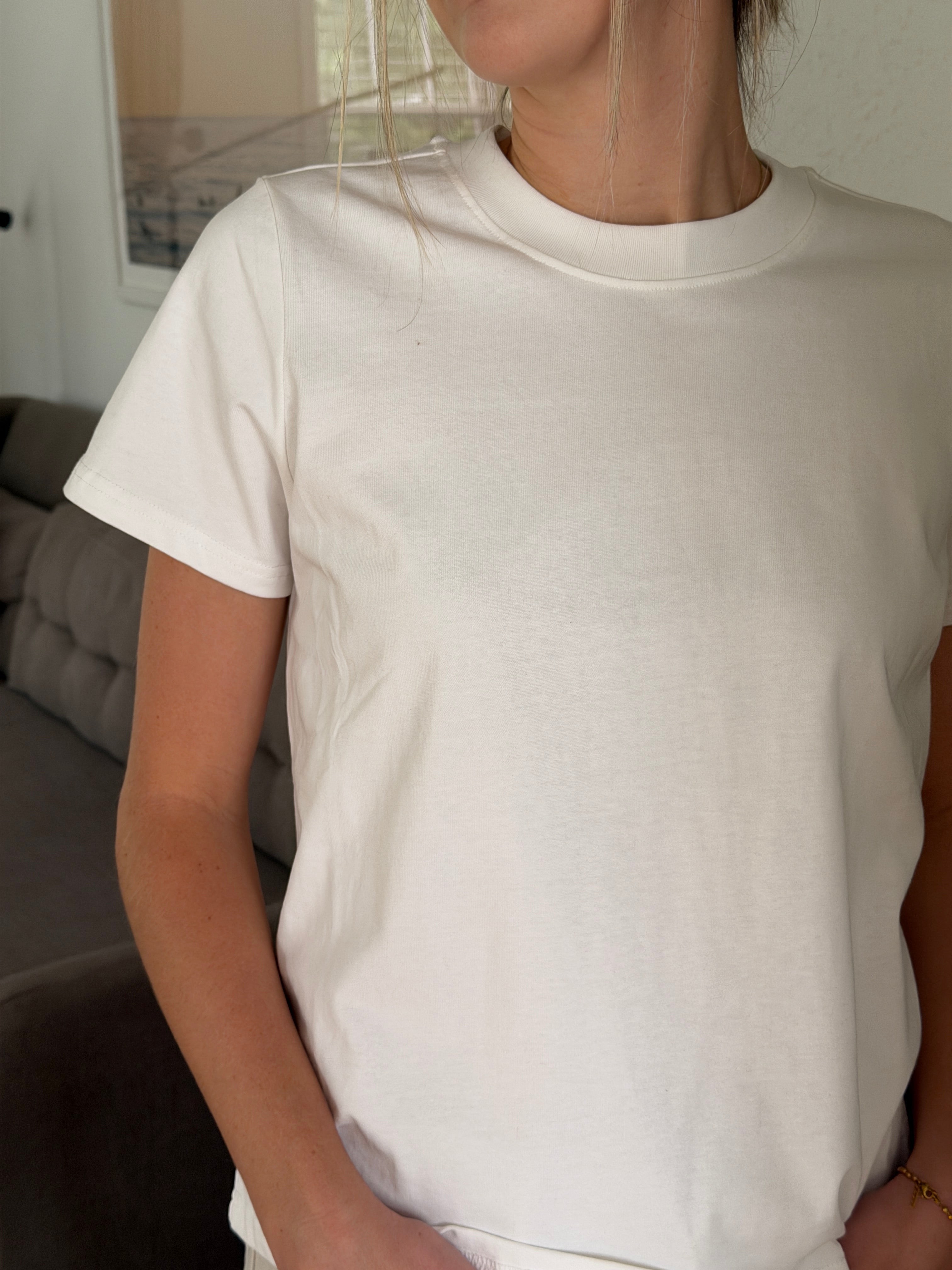 Lanie White Long Cotton T-Shirt