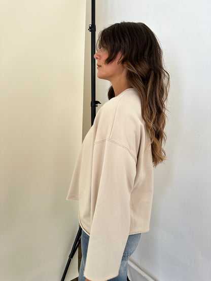 Flynn Beige Soft Casual Sweatshirt Top