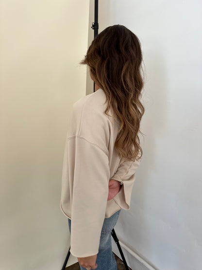 Flynn Beige Soft Casual Sweatshirt Top