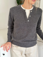PINCH Theo Knit Pullover Button Detail Sweater (Grey)