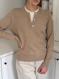 PINCH Theo Knit Pullover Button Detail Sweater (Beige)