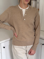 PINCH Theo Knit Pullover Button Detail Sweater (Beige)