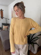 Things Between Tori Woven Knit Buttoned Cardigan (Yellow)