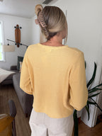 Things Between Tori Woven Knit Buttoned Cardigan (Yellow)