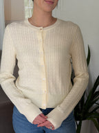 Things Between Teddy Cream Cable Knit Buttoned Cardigan