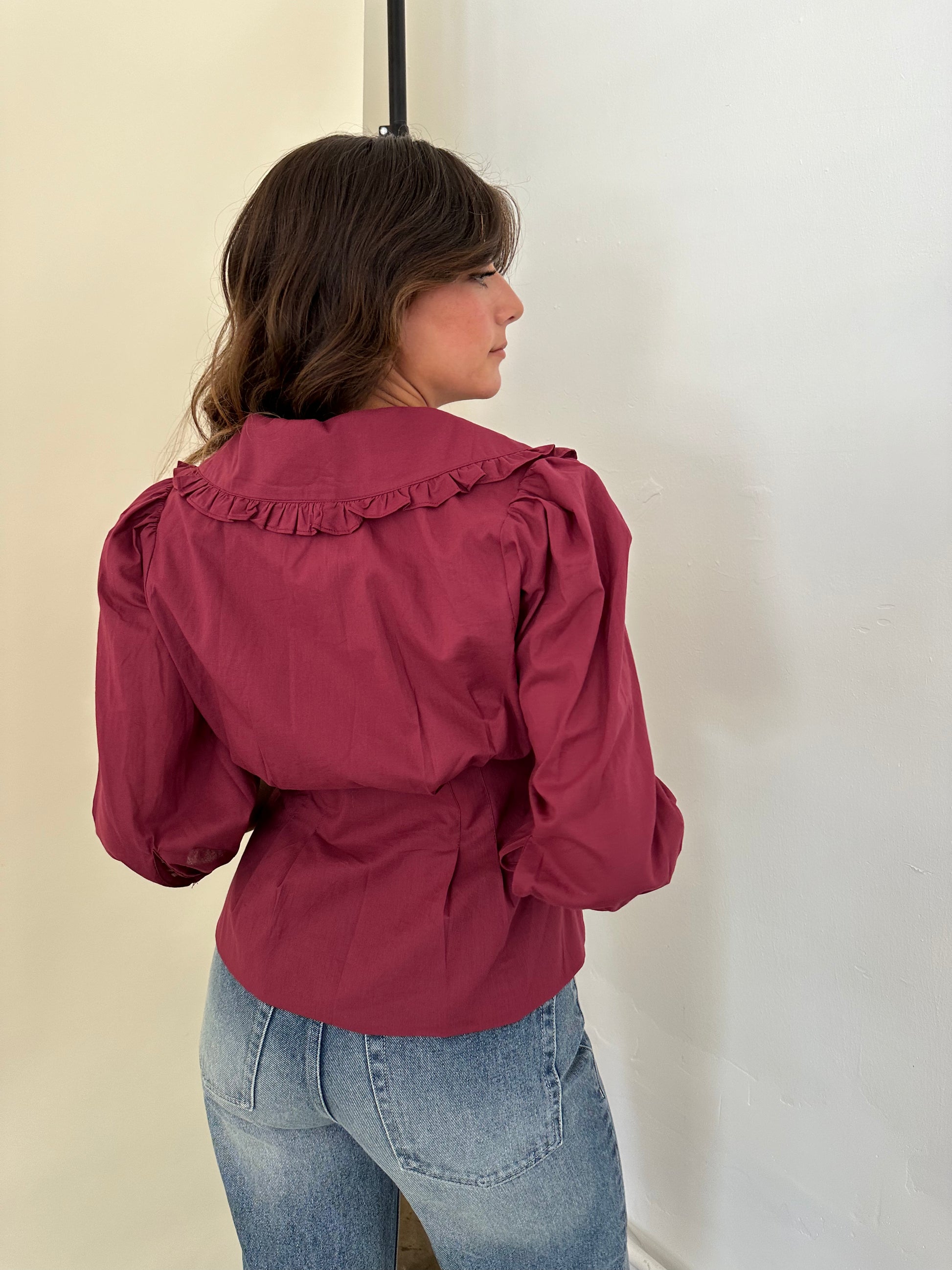 Burgundy peasant top outlet