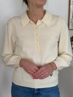 Current Air Teegan Cream Buttoned Collar Pullover Sweater