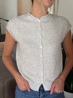 Things Between Piper Knit Short Sleeve Buttoned Top (Grey)