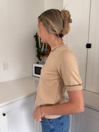 PINCH Tessa Beige Wool Knit Short Sleeve Top