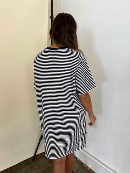 Things Between Foster Navy Short Sleeve T-Shirt Mini Dress