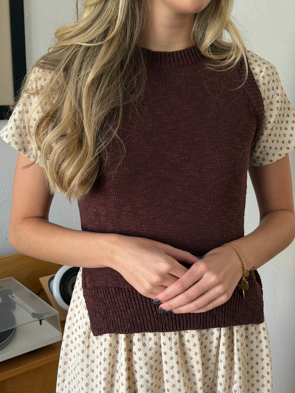 Things Between Violette Mixed Knit Printed Maxi Dress