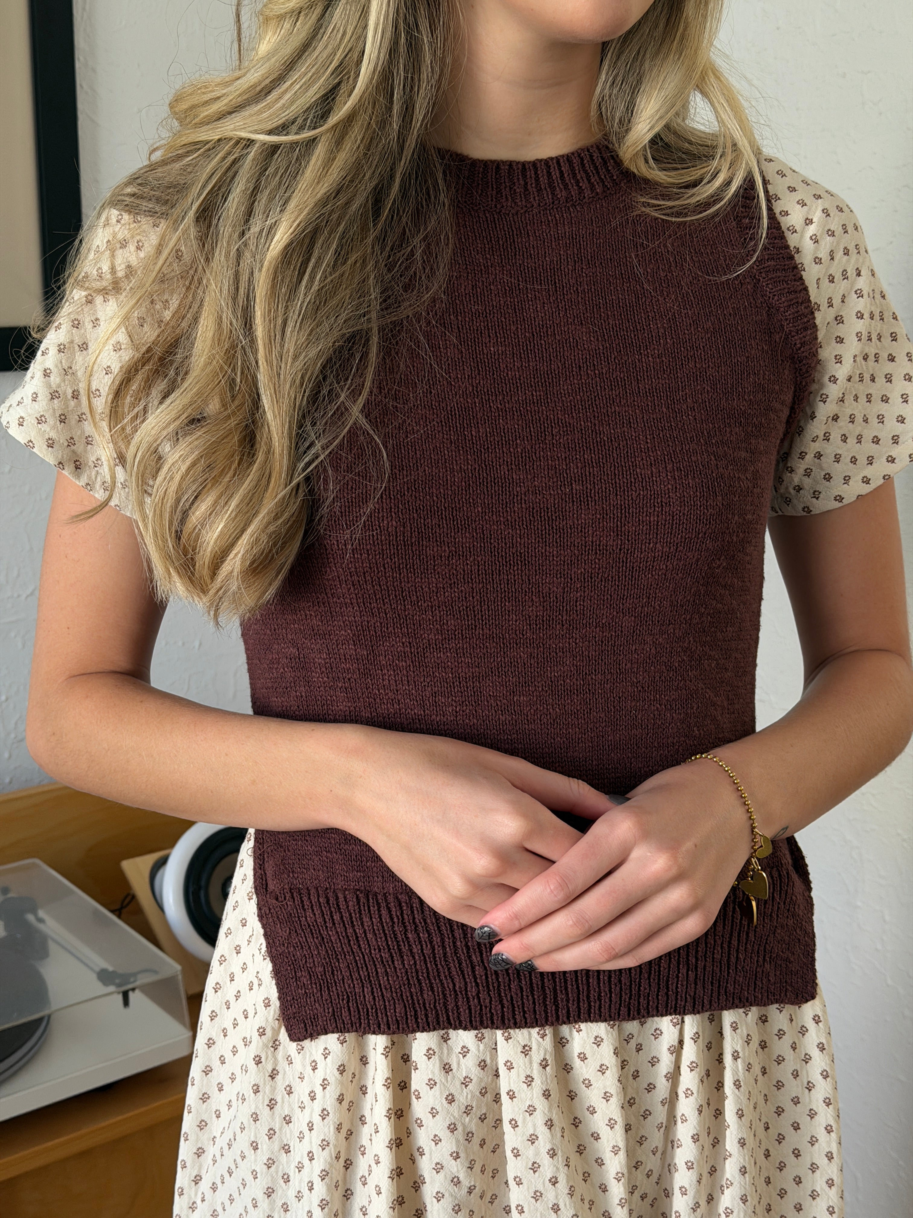 Things Between Violette Mixed Knit Printed Maxi Dress