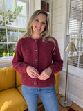 FRNCH Megane Bordeaux Maroon Buttoned Cardigan