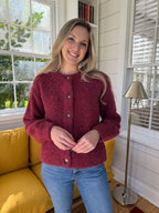 FRNCH Megane Bordeaux Maroon Buttoned Cardigan