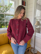 FRNCH Megane Bordeaux Maroon Buttoned Cardigan