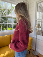 FRNCH Megane Bordeaux Maroon Buttoned Cardigan
