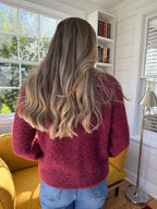 FRNCH Megane Bordeaux Maroon Buttoned Cardigan