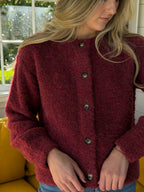 FRNCH Megane Bordeaux Maroon Buttoned Cardigan