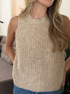 Viviane Cream Boucle Knit Tank Sweater Top