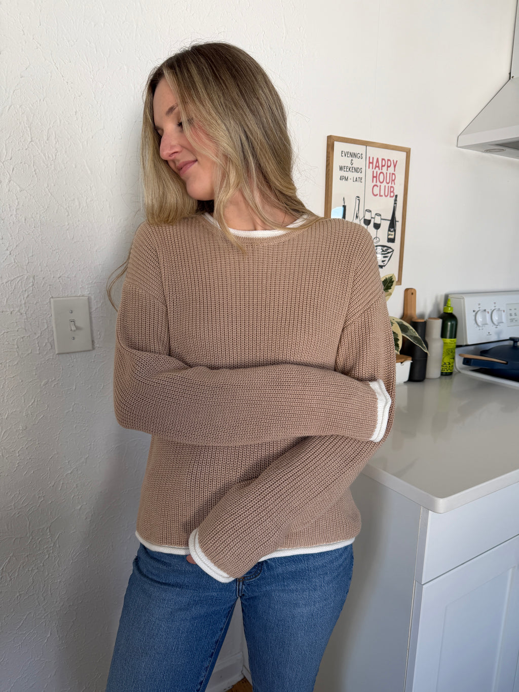 PINCH Vienna Beige Knit Layered Pullover Sweater
