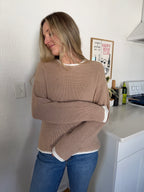 PINCH Vienna Beige Knit Layered Pullover Sweater