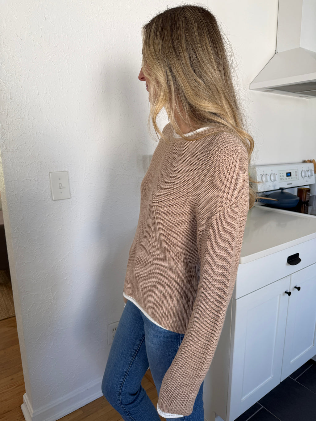 PINCH Vienna Beige Knit Layered Pullover Sweater