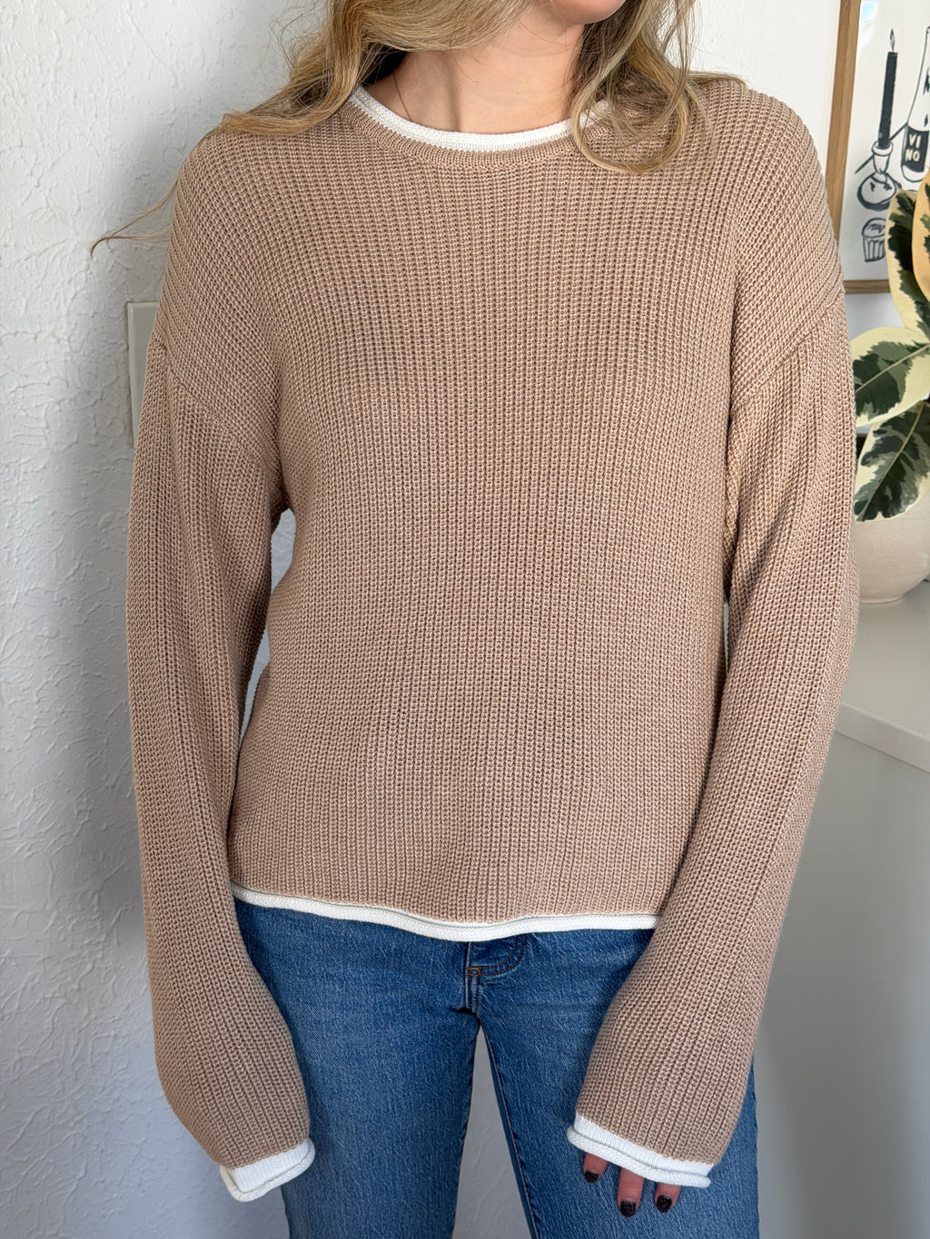 PINCH Vienna Beige Knit Layered Pullover Sweater