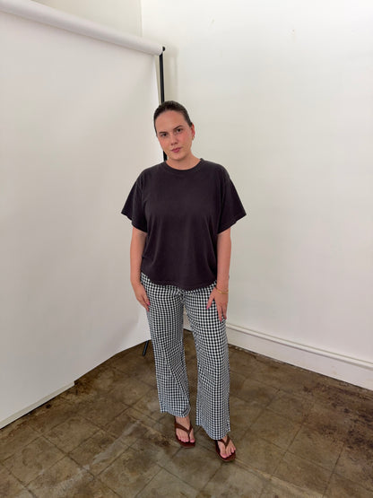 Things Between Winifred Gingham Cotton Relaxed Pants (Navy)