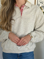 Things Between Vivi Cotton Rugby Collared Sweatshirt (Grey)