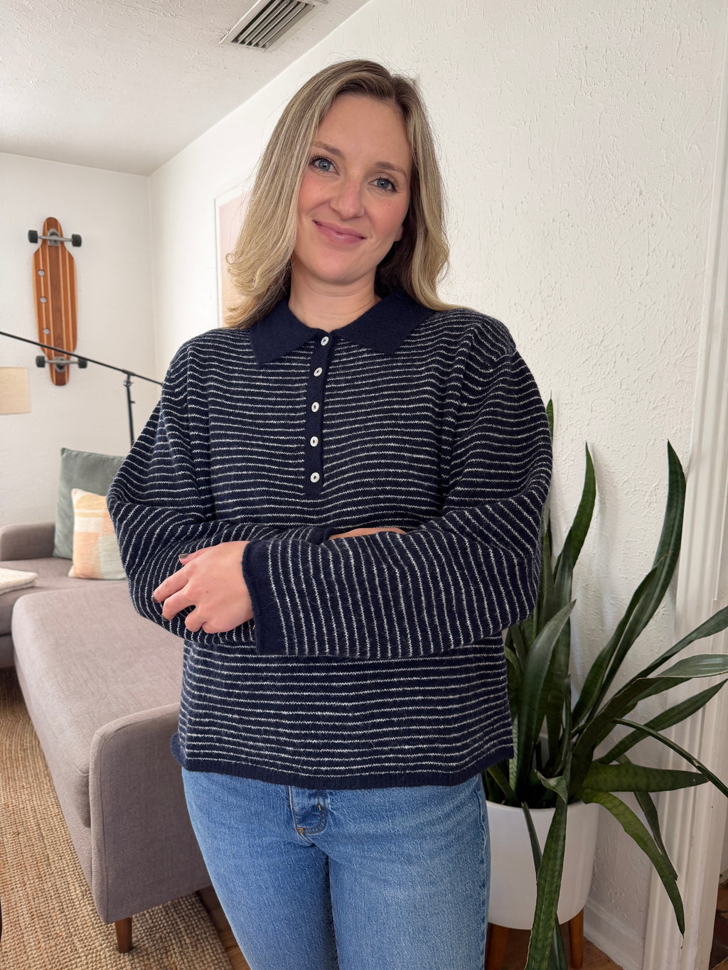 Things Between Valerie Navy Polo Rugby Sweater