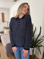 Things Between Valerie Navy Polo Rugby Sweater
