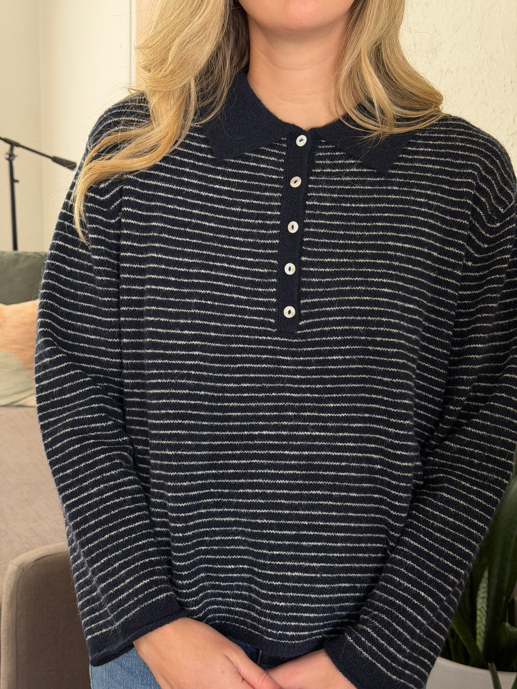 Things Between Valerie Navy Polo Rugby Sweater